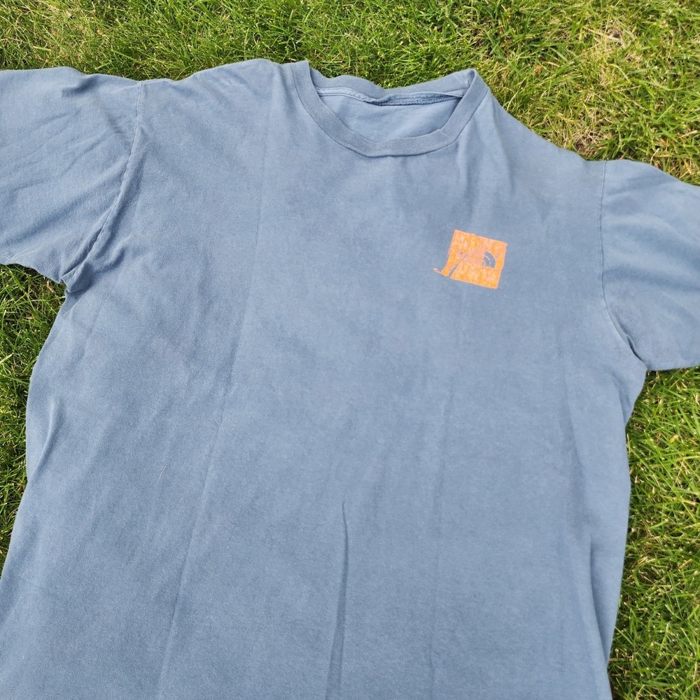 The North Face T Shirt Mens XL Blue Cotton Graphic Logo Never Stop Exploring Tee